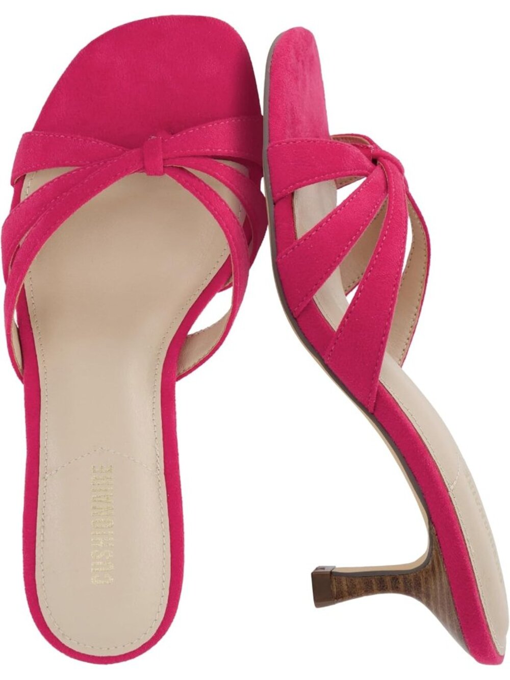 Women's Fuchsia Malta Strappy Kitten Heels Dressy Open Toe Low Heel Sandals